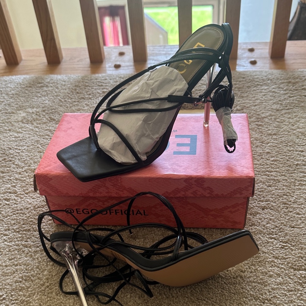EGO Black Strappy Heels